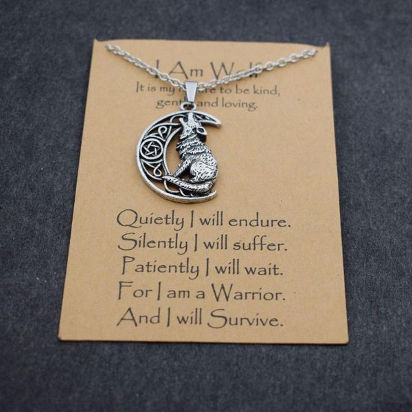 

pendant necklaces 1pcs vintage wicca crescent howling wolf necklace, Silver