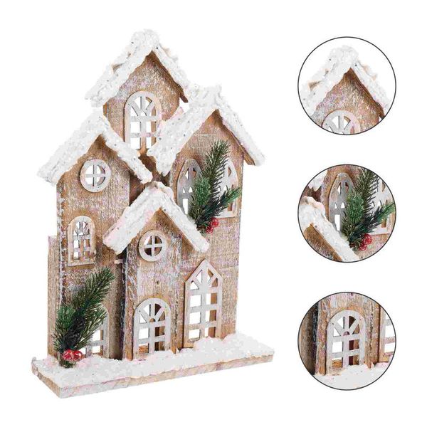 

party decoration 1 pc christmas luminous house small wood adornment ornament (battery)