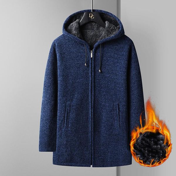 

men's sweaters fleece hooded cardigan sweater warm winter jacket men knitted fashion homme clothes coats oversized man, White;black