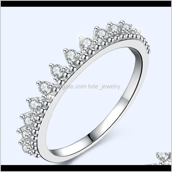 

rings jewelrysize 4-10 brand crown fine jewelry real 925 sterling sier eternity party cz women wedding engagement band ring for lovers drop, Slivery;golden