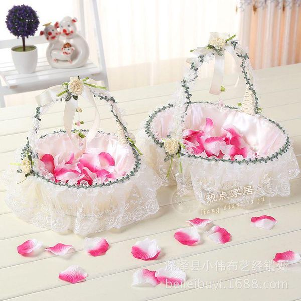 

wedding flower basket bridesmaid children's hand decoration petals small of flowers decorative & wreaths