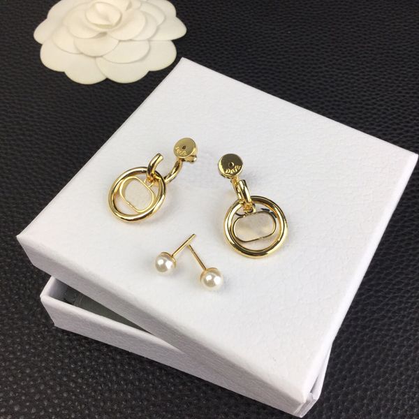 

2021 earrings luxurys designers jewelry personality trend ear studs simplicity earrings women classic letter logo jewelrys, Golden;silver