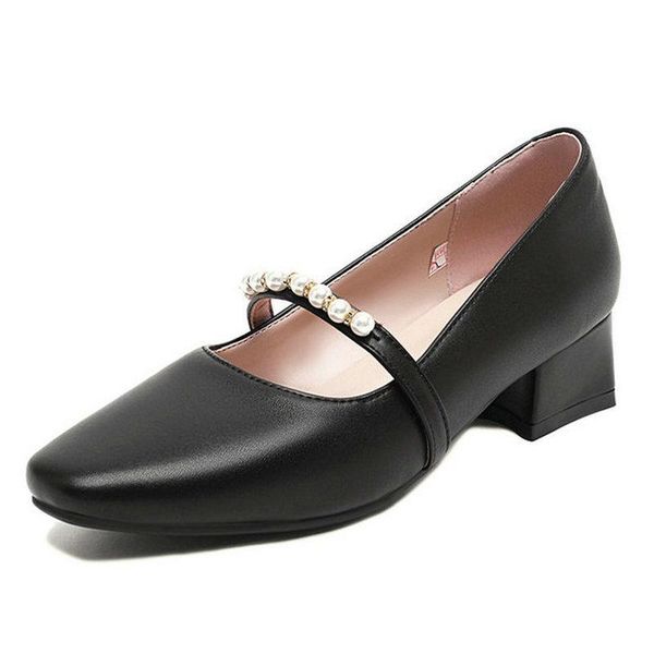 

solid colors women's shoes genuine leather working basic woman heels 2021 fashion women high pumps female dress, Black