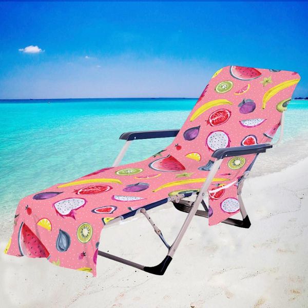 

chair covers summer fruit beach cover towel with side storage pockets for pool sun lounger sunbathing vacation 82.5"x29.5"