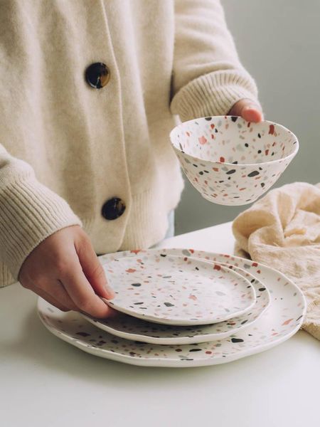 

dishes & plates terrazzo dinner dessert plate, salad bowl ceramic plate
