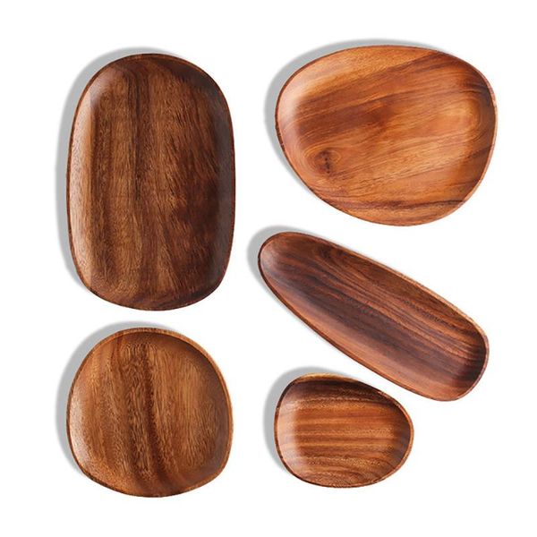 

dinnerware sets crafts wood pan plate irregular oval solid natural fruit dishes saucer tea tray dessert dinner tableware set