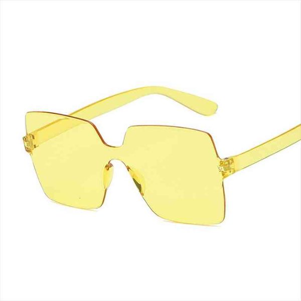 

brand designer square sunglasses women summer candy color ladies sunglasses rimless transparent pink red black mirror oculos, White;black