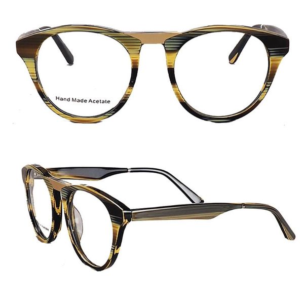 

fashion sunglasses frames womens round optical glass men vintage eyeglass light acetate prescription spectacles striped eyewear, Black