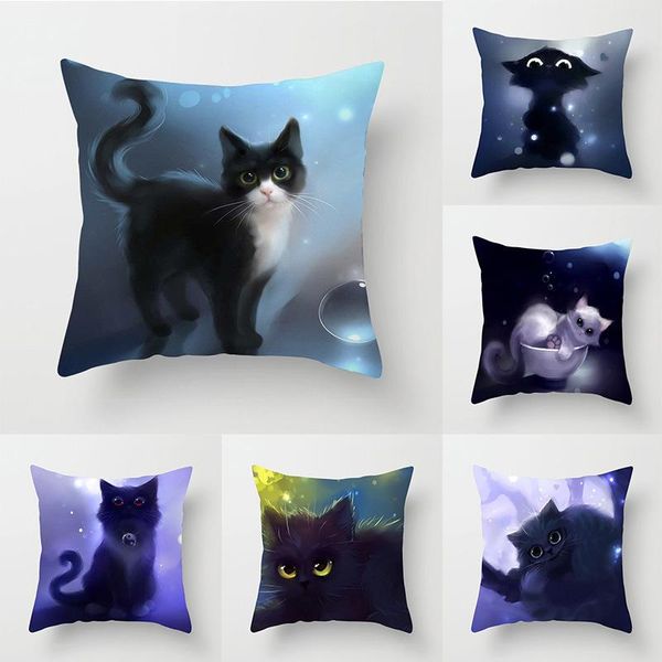 

cushion/decorative pillow double side printed cat pattern car cushion cover sofa pillowcase velvet case 45x45cm soda home decoration
