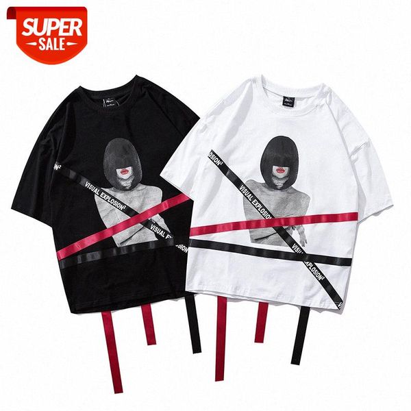 

european and american high street printed short-sleeved t-shirt, trendy figure avatar streamer round neck tee #tq6t, White;black