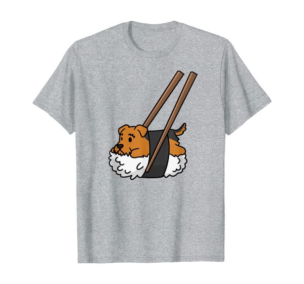 

airedale terrier sushi funny dog gift t-shirt, White;black
