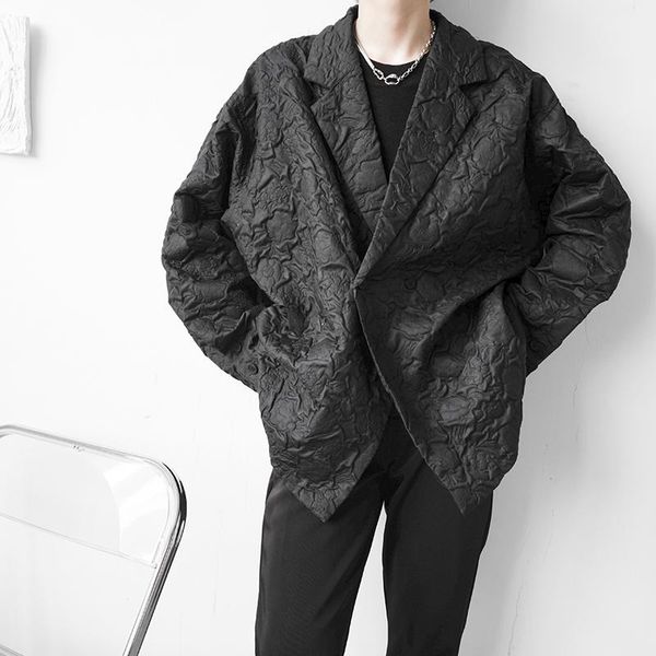 

men's suits & blazers embossed fabric niche loose casual thin blazer suit jacket oversize men korean style streetwear vintage shirt coa, White;black