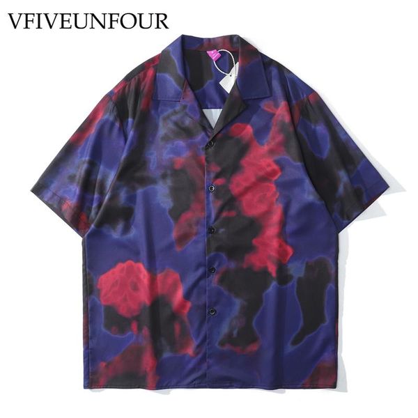 

arrivals tie dye digital printed short sleeve shirt oversized streetwear loose men hawaiian hipster men's casual shirts, White;black