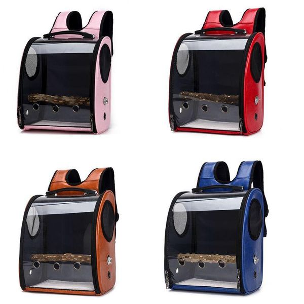 

pet parrot bird carrier travel bag space transparent cover backpack breathable school bags