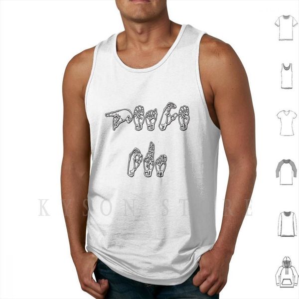 

asl american sign language peace out tank vest sleeveless interpreters, White;black