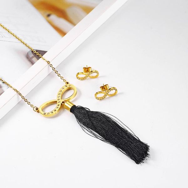 

earrings & necklace oufei infinity ethnic fashion stainless steel jewelry set necklaces for women statement wholesale chain, Silver