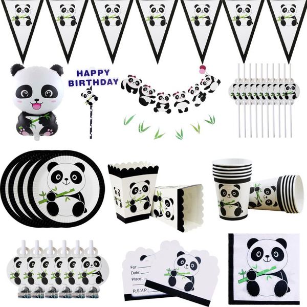 

disposable dinnerware cute panda theme birthday party decorations kids plate napkins cup balloons wedding for baby shower supplies