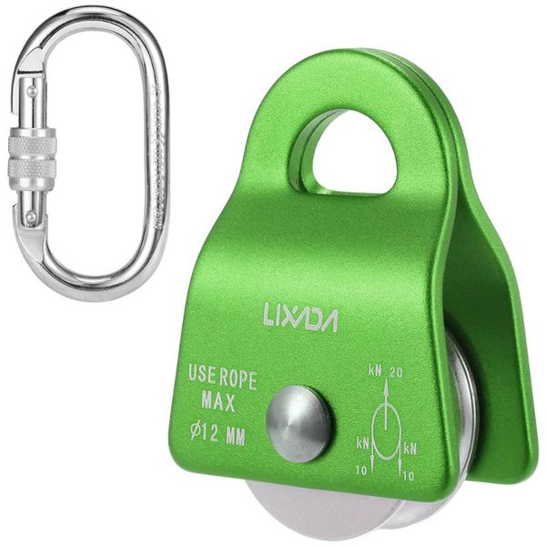 

lixada 20kn bearing mobile pulley with 25kn screw locking carabiner for rigging climbing escalade equipement cords, slings and webbing