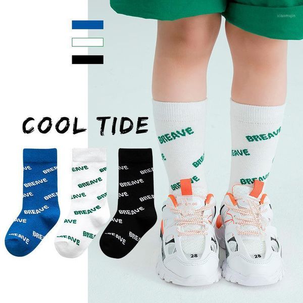 

3-12 years kids boys daily socks 3 pairs/lot children girls sports spring autumn letter cotton student, Pink;yellow