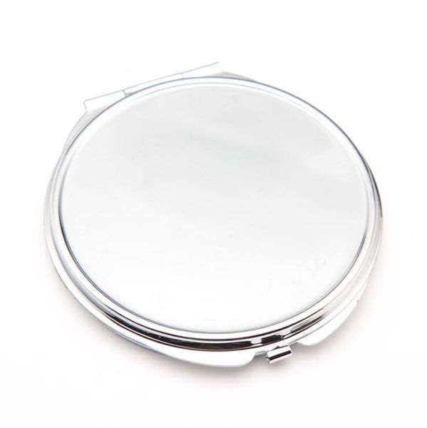 Em branco 70mm * 70mm espelhos compactos prata estojo de espelho de bolso cosmético para diy personalizar gravura