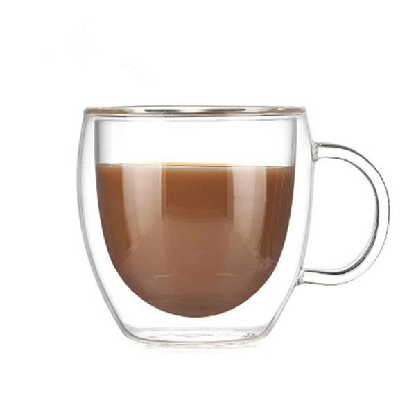 

wine glasses 1pcs coffee cups tea mugs handmade creative office heat insulation transparent drinkware double wall glass