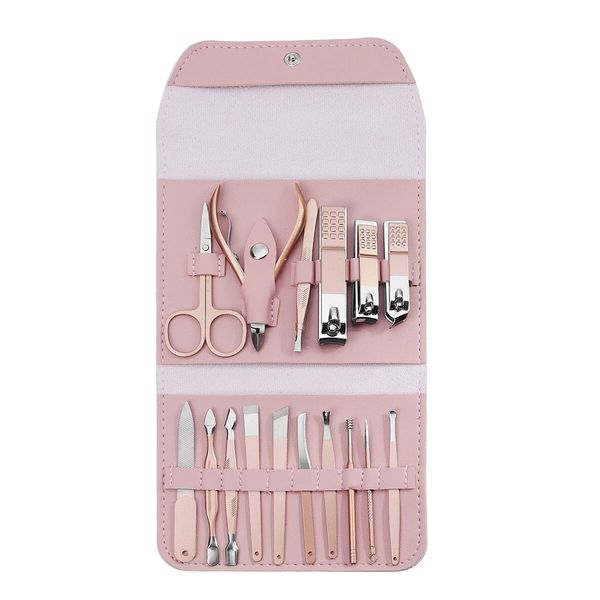 

set nail clippers manicure pedicure trimmer ear pick - rose gold 4pcs