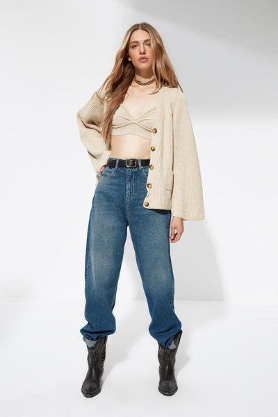 

women's two piece pants trendyol x sagaza studio tile 2'li sub-knitwear suit tpraw22au0371, White