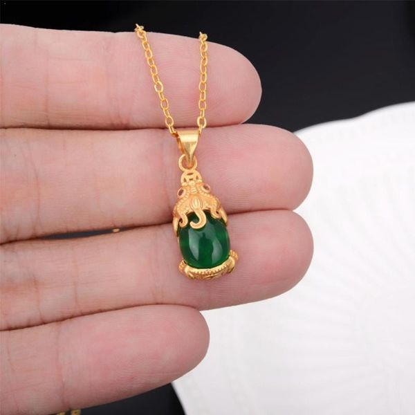 

pendant necklaces 45cm fashion green necklace fine vintage charm lucky birthday gift man for woman party wedding c0k9, Silver