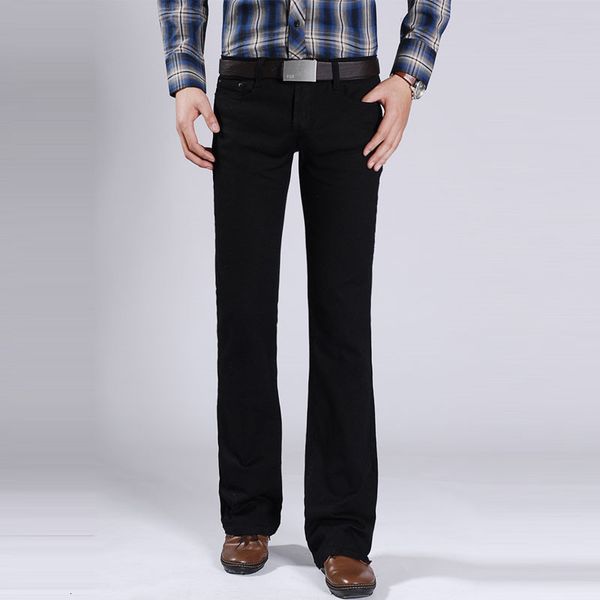 

men's spring and autumn flared jeans korean style stretch slim fit black, Blue
