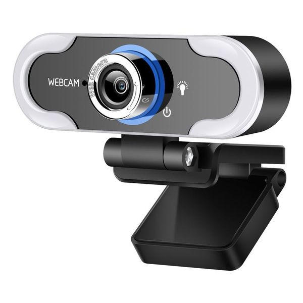 

webcam with fill light usb computer camera 1080p manual focus 2.0 microphone for mac, vista, win7 / 8/10 webcams