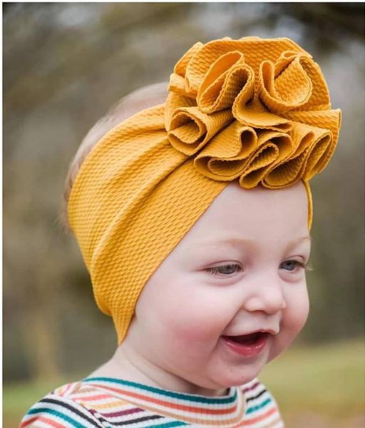 

hair accessories wide cotton crumpled flower headband for girls born fabric head turban kids headbands toddler headwrap hairband headgear, Slivery;white