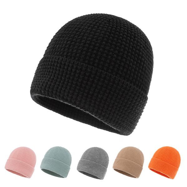 

solid color autumn winter knitted hat stretch brimless beanies skullies cap men women crochet warm hats, Blue;gray