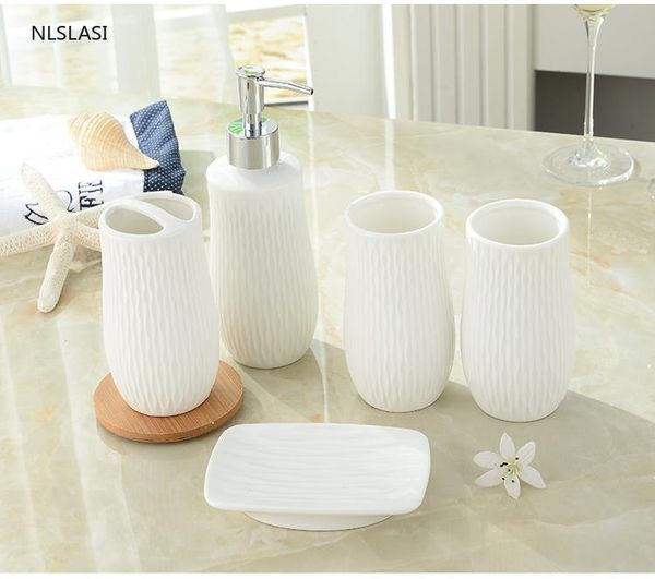

bath accessory set light luxury ceramic bathroom five-piece model room wash mouthwash cup toothbrush toilet soap dish
