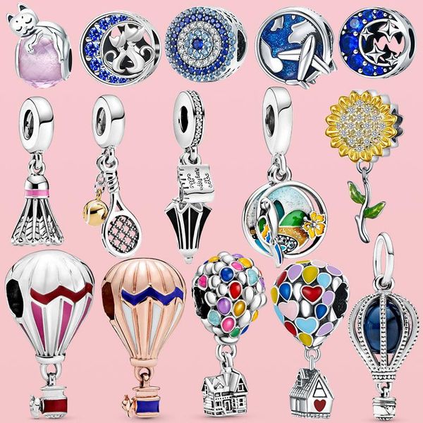 

other 925 sterling silver cat sunflower airplane star moon collaer bead fit original charm bracelet jewelry joyas