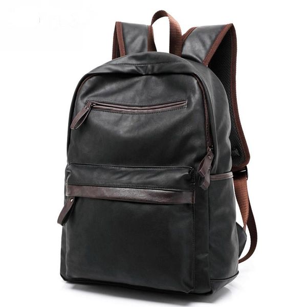 

backpack pu large space men's leather backpacks male students casual for school shoulder bags mochilas muscular