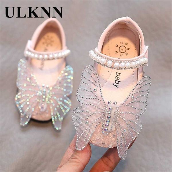 

ulknn toddlers baby girls shoes kids leather shoes for wedding party performance lace butterfly rhinestone bling pearls beading x0703