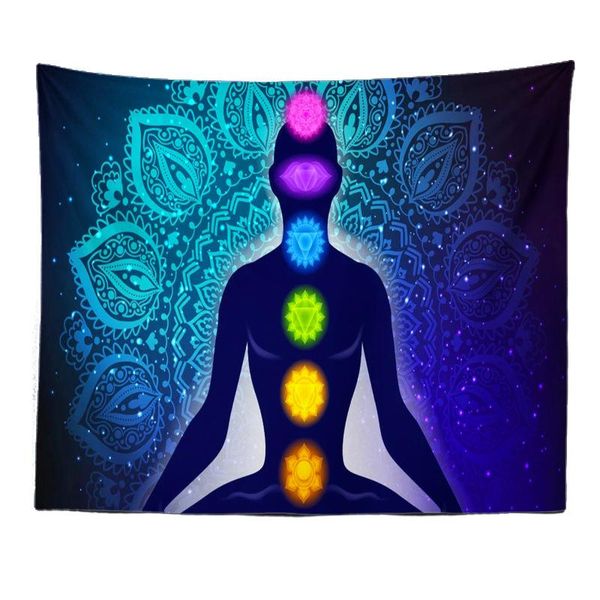 

tapestries wall hanging mandala cloth yoga carpet boho decor 7 chakra tapestry
