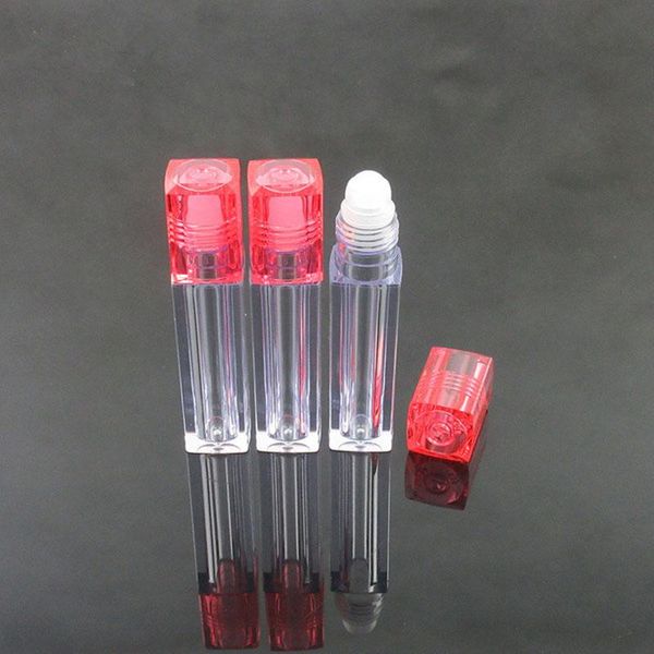 

100pcs 6.5ml empty refillable plastic roll on bottles with pink cap, perfumes essential oils lip gloss vials storage & jars