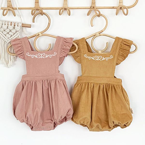 

spring autumn kids girl corduroy braces rompers infant baby girl newborn embroider rompers clothes baby girl rompers, Blue