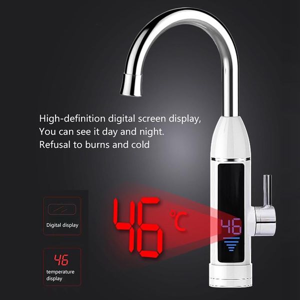 

electric water tap faucet instantaneous heater kitchen bathroom basin sink fitting led temperature display cold heating faucets