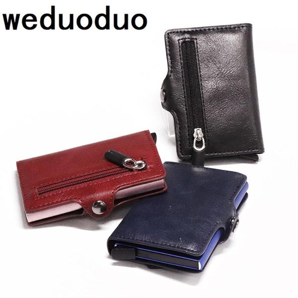 

card holders 2021 pu leather metal holder single box case women and men rfid wallets fashion business id, Brown;gray