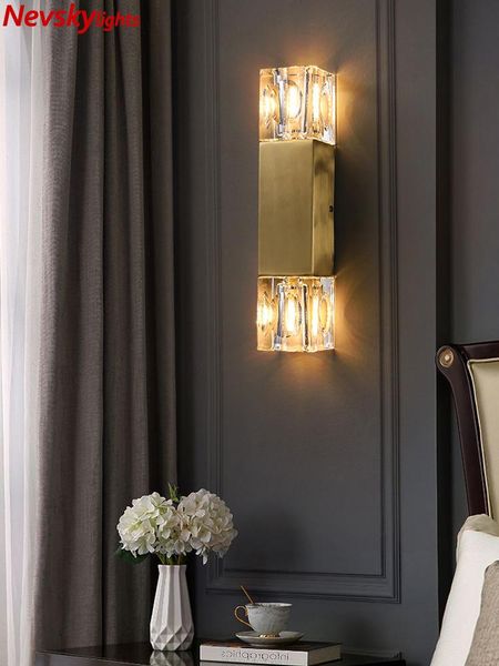 

wall lamp luxury crystal lamps living room minimalist brass sconce bedroom led lights hallway fixtures lustres cristal