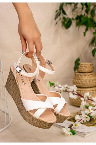 

sandals white skin wedges, Black