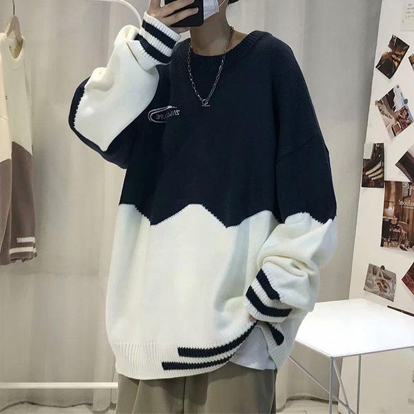 

men's sweaters 2021 autumn and winte rmens clothes ins couple high neck thick knitted korean sweater bottoming shirt ropa de invierno, White;black