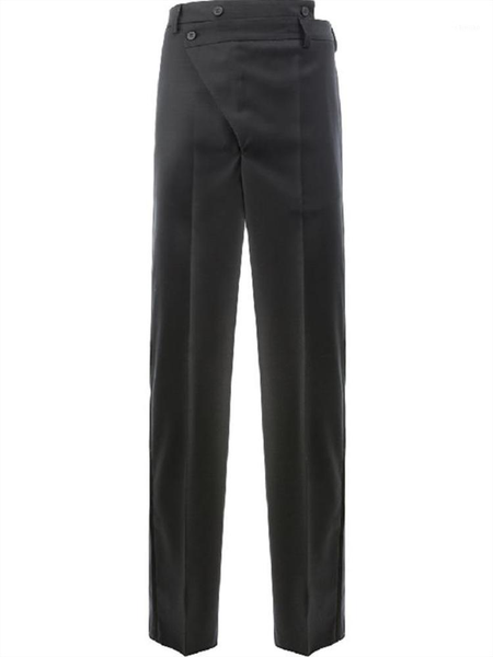 

men's pants floor casual straight spring and autumn black asymmetric design high waist large size suit