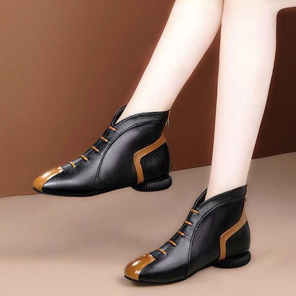 

boots black round low heel female winter leather shoes for women designer ladies summer mesh breathable sandal