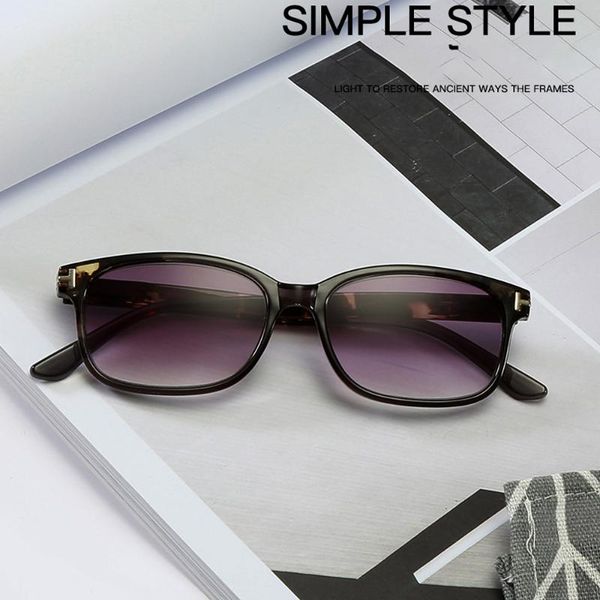 

2piece fashion gradient tea piece gray rectangule for men and women reading glasses +1.0+1.5 +2.0 to +4.0 sunglasses, White;black