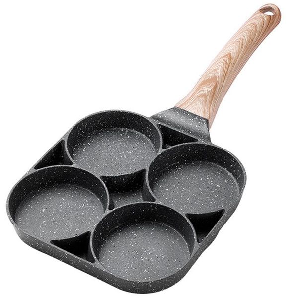 

pans 4-hole omelet pan for burger eggs ham pancake maker frying non-stick no oil-smoke breakfast grill wok