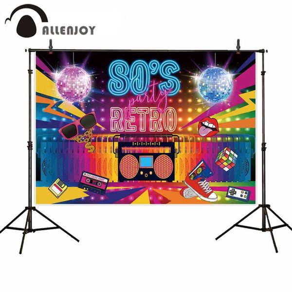 

allenjoy 80's retro backgrounds radios lips shoes sunglasses glitter pobooth supplies celebration events decor backdrop cloth party dec