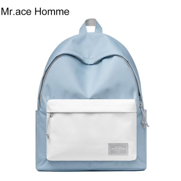

backpack blue and white color brand women school men 14inch lapbagback college bag for gril travel shoulder boy